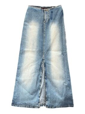 Y2K Mudd denim low-rise maxi skirt with front slit - size small
